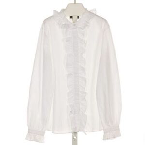 OSCAR DE LA RENTA VGUC 100% Cotton Classic White Ruffle Button Down Blouse